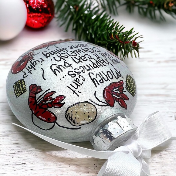 Cajun Christmas Cheer: Crawfish & Happiness Ornament! Custom Personalized Gift - Picture 8 of 10